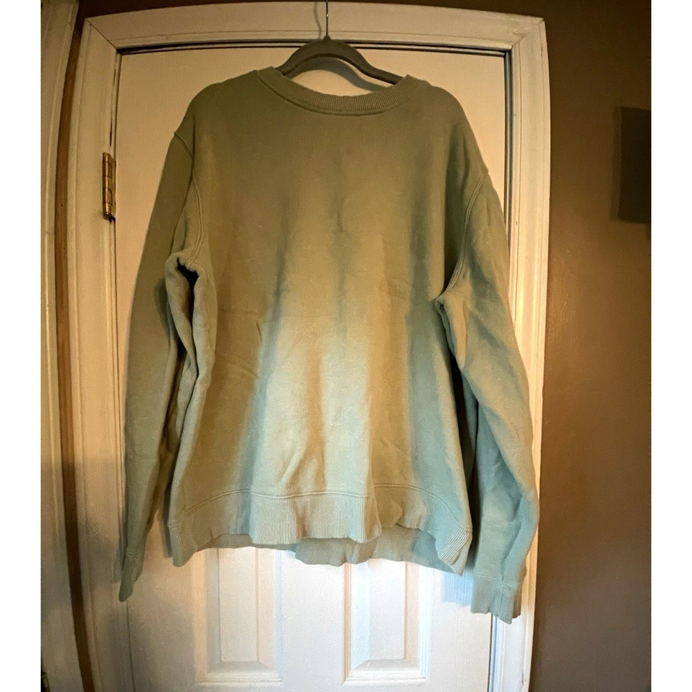 Banana Republic XL Green Solid Cotton Fleece Sweatshirt Crew Neck Long Sleeve
